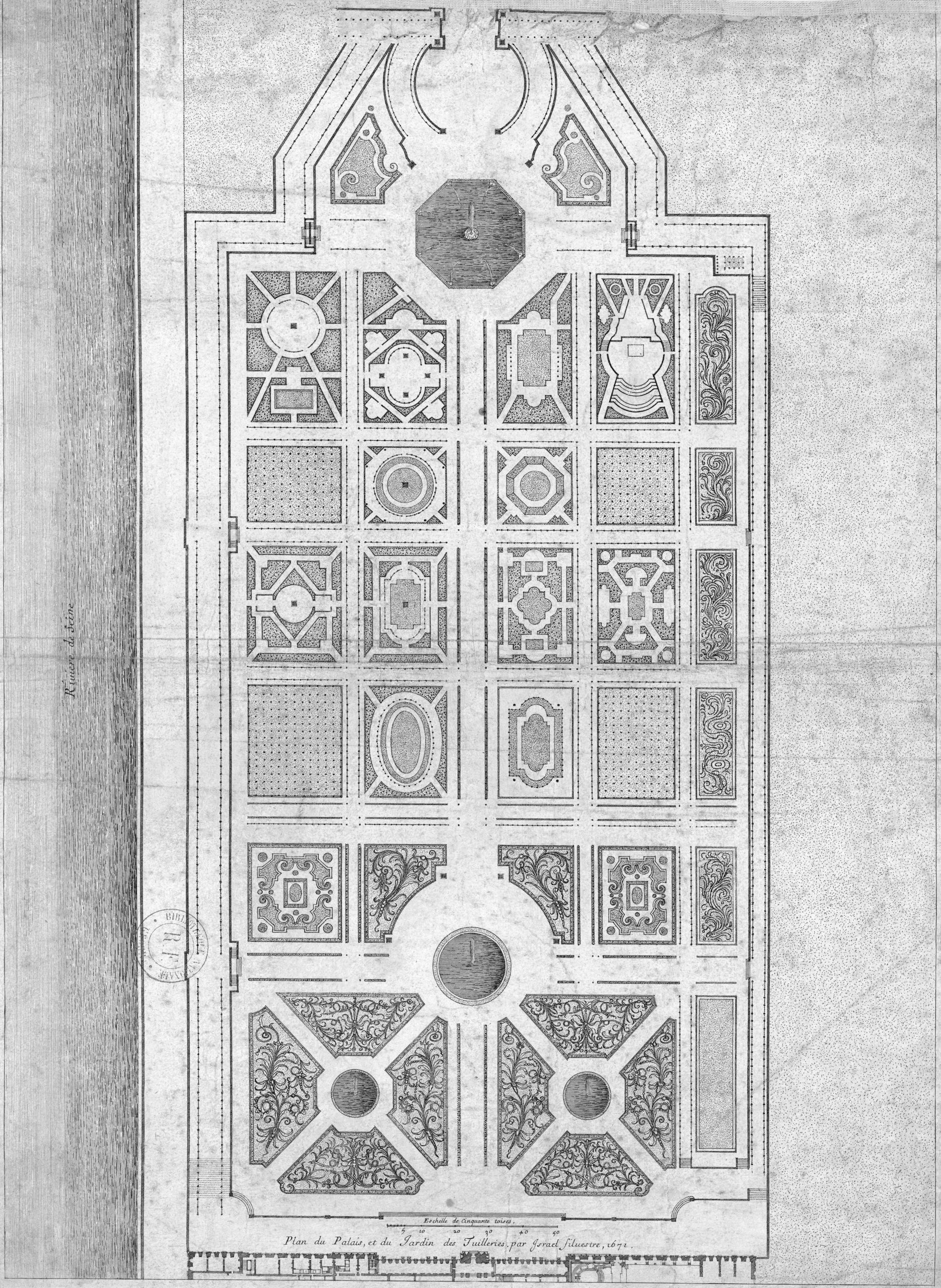 Plan du Jardin des Tuileries par Israel Silvestre 1671 Gallica 2011 adjusted