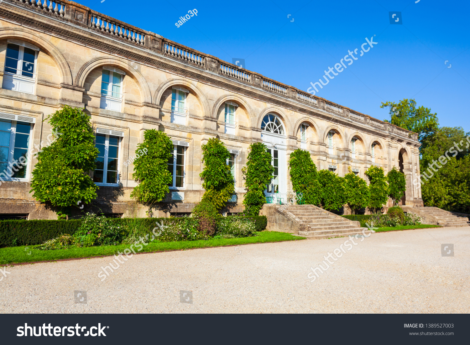 stock photo building in bordeaux public garden or jardin public de bordeaux in france