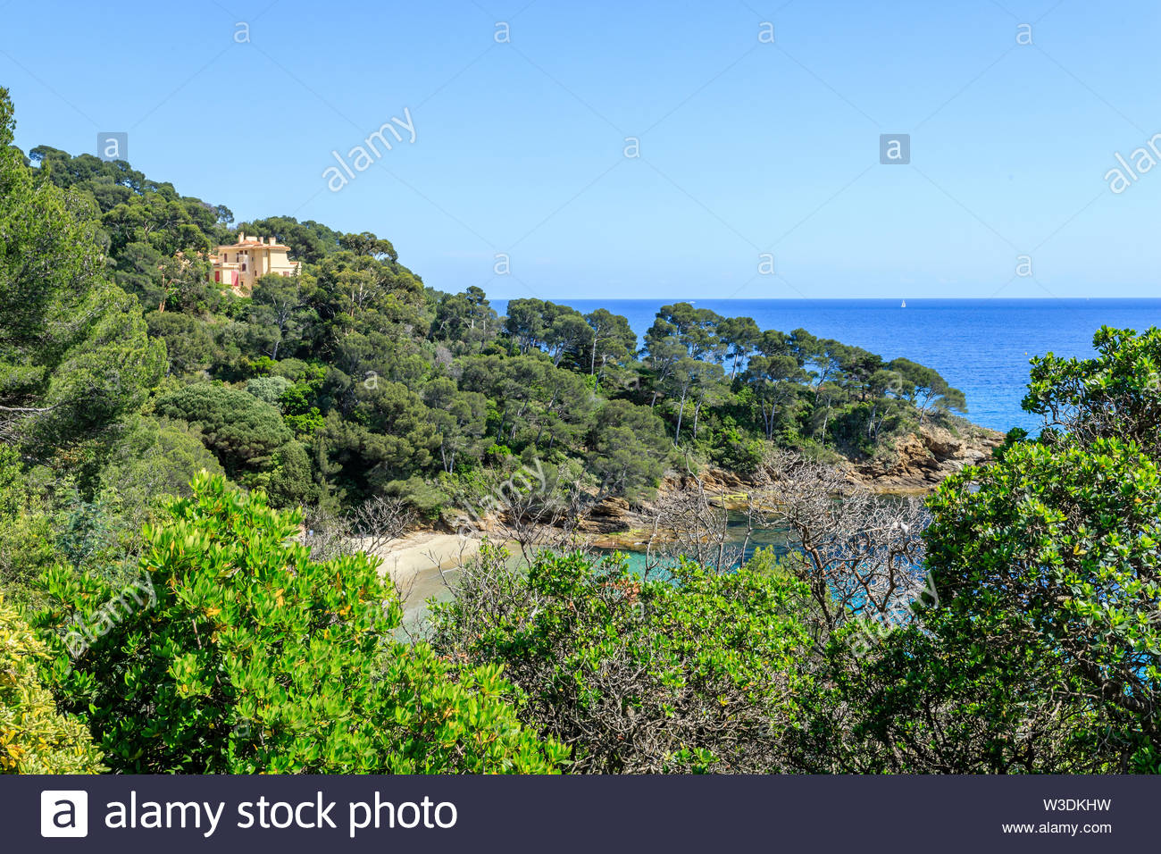france var rayol canadel sur mer the domaine du rayol mediterranean garden property of the conservatoire du littoral villa rayolet and the point W3DKHW