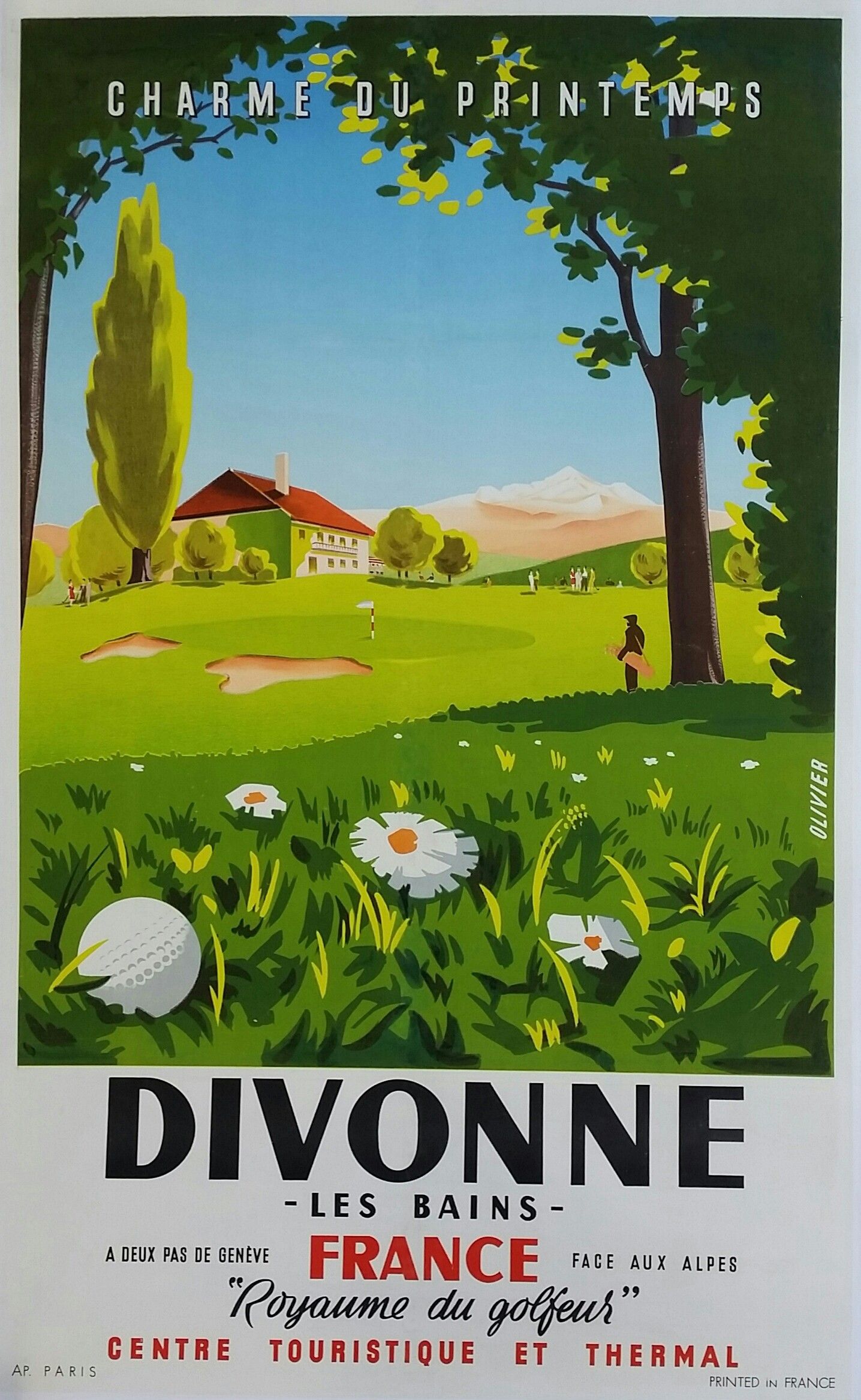 Jardin Rayol Canadel Nouveau Affiche Ancienne originale Golf Divonne Les Bains Olivier