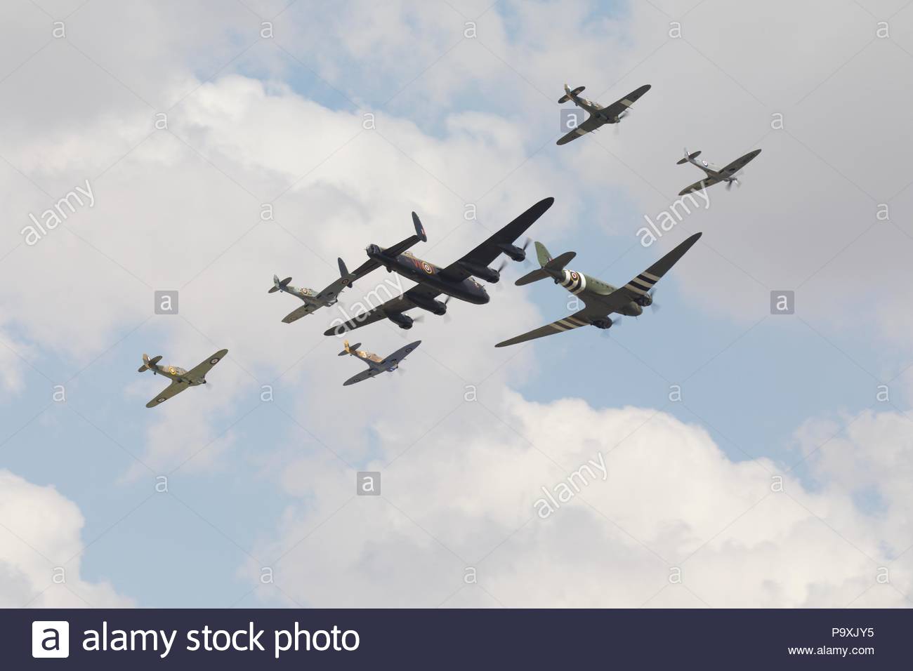 bbmf trenchard plus formation at the 2018 royal international air tattoo celebrating 100 years of the royal air force P9XJY5