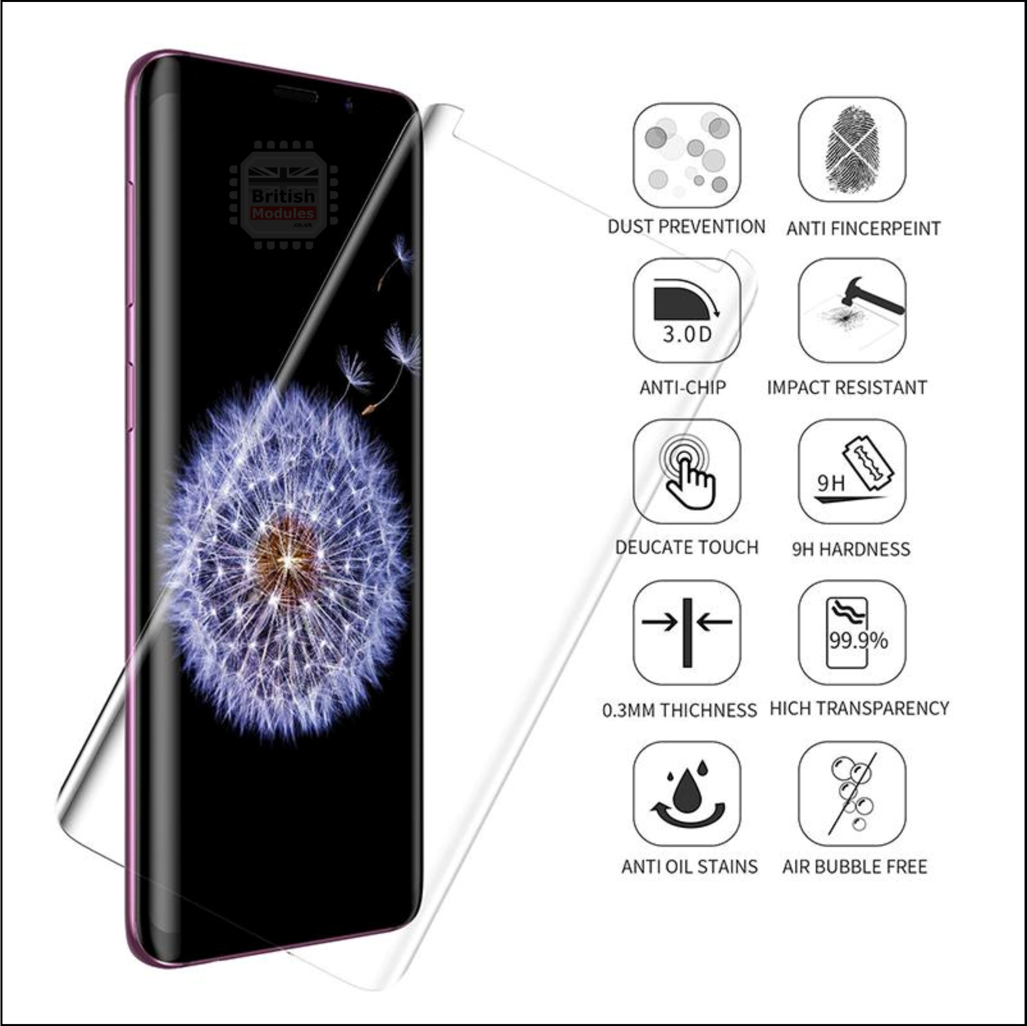 Jardin Service Frais Samsung Galaxy S8 Uv Nano Optics 3d 9h Protector De Pantalla