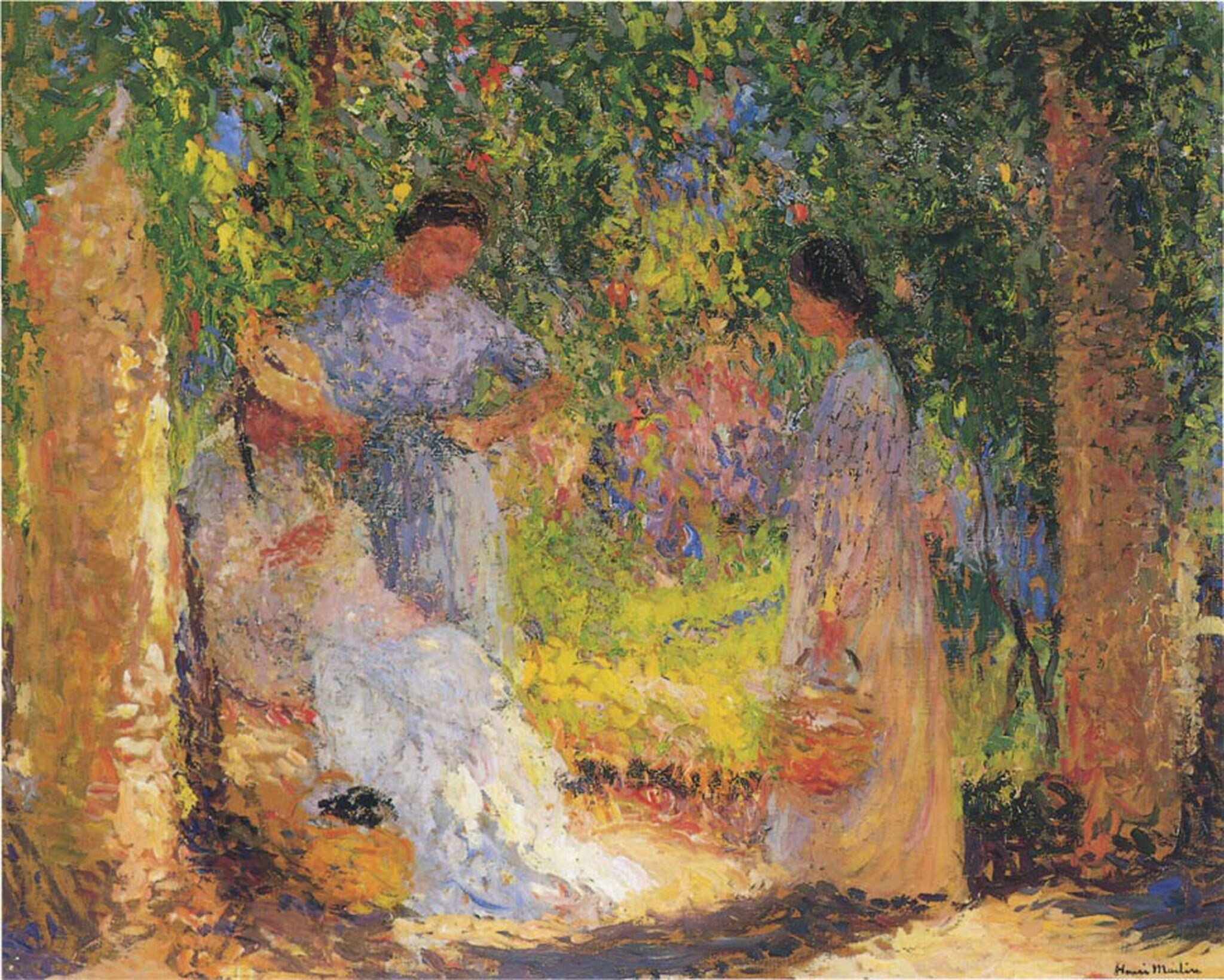 trois femmes dans un jardin henri martin henri martin