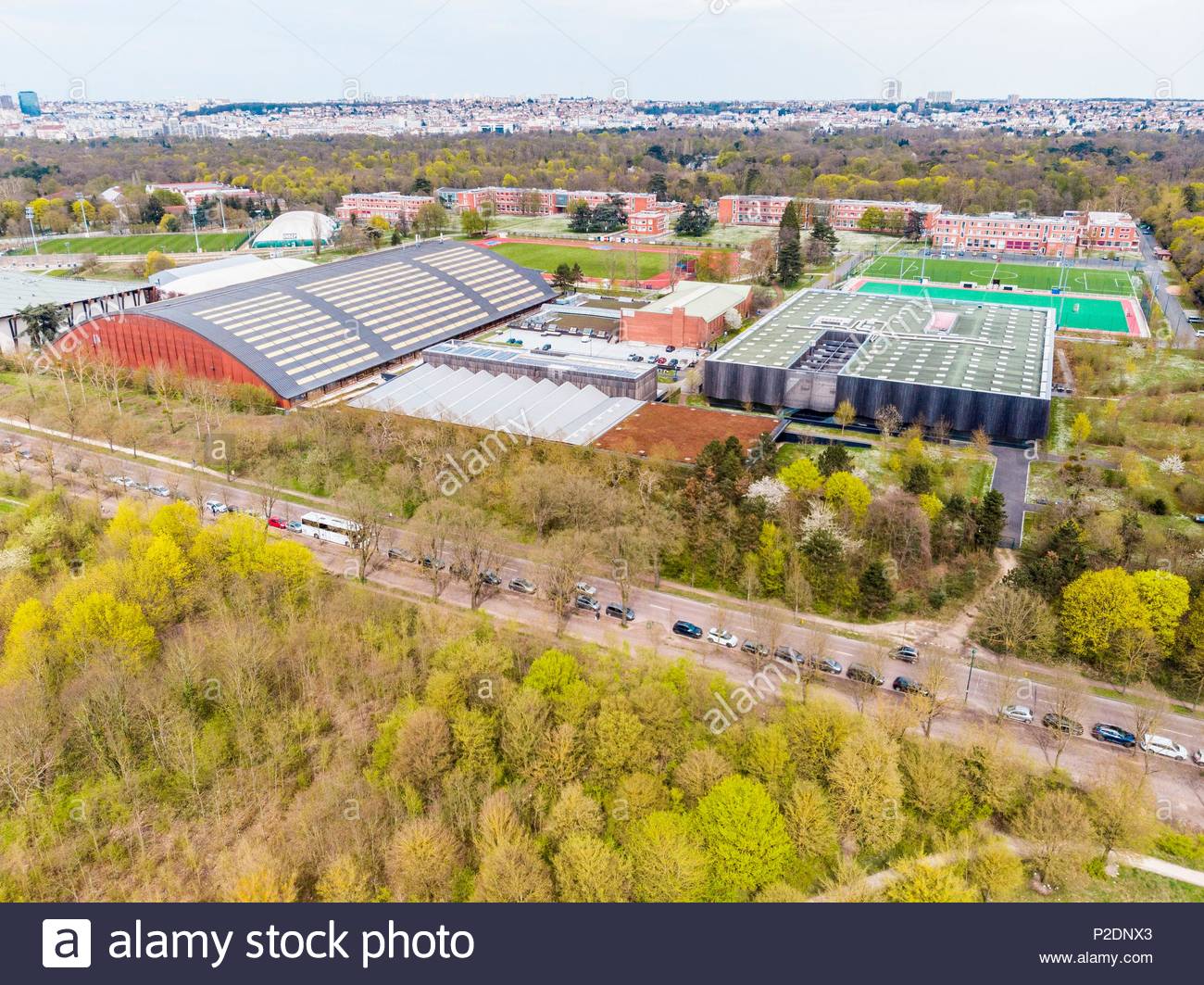 Jardin Tropical Vincennes Charmant France Paris Bois De Vincennes Insep Aerial View Stock