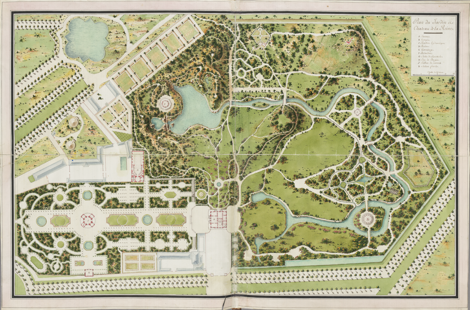 Le Grand Jardin Unique Plan Du Jardin Et Chateau De La Reine Petit Trianon