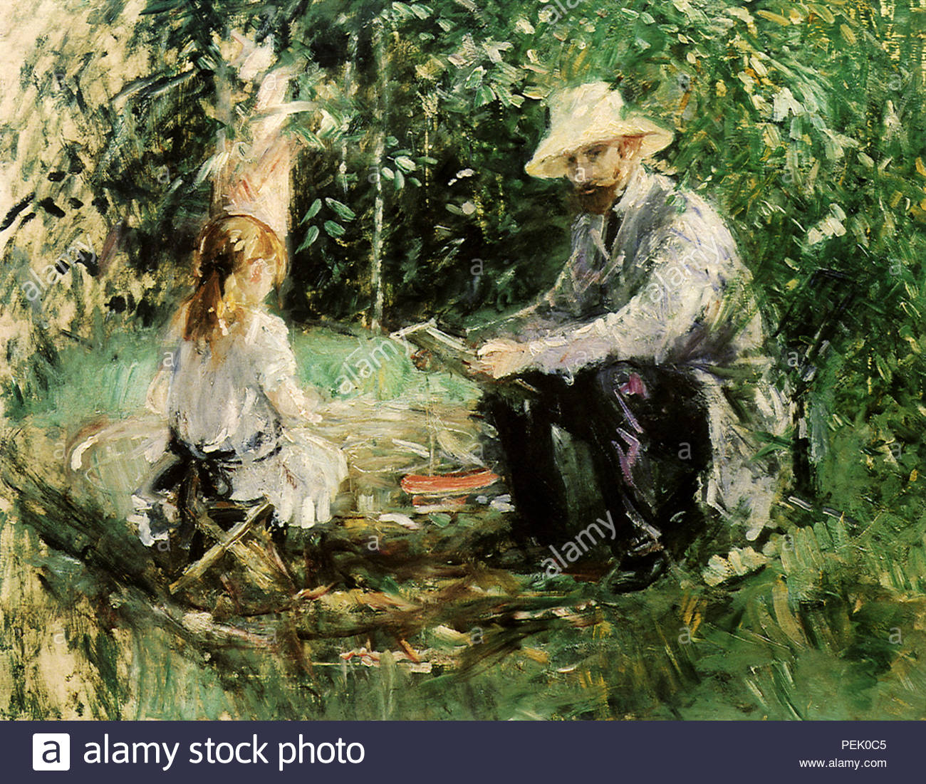 eugene manet and his daughter in the garden morisot berthe PEK0C5