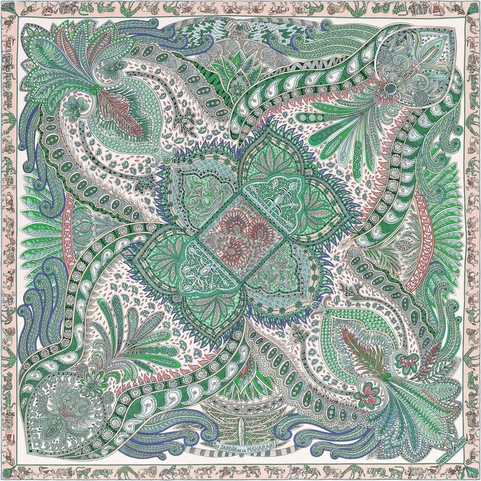 Le Jardin De Marie Unique 55” X 55” Shawl Herm¨s Le Jardin De La Maharani