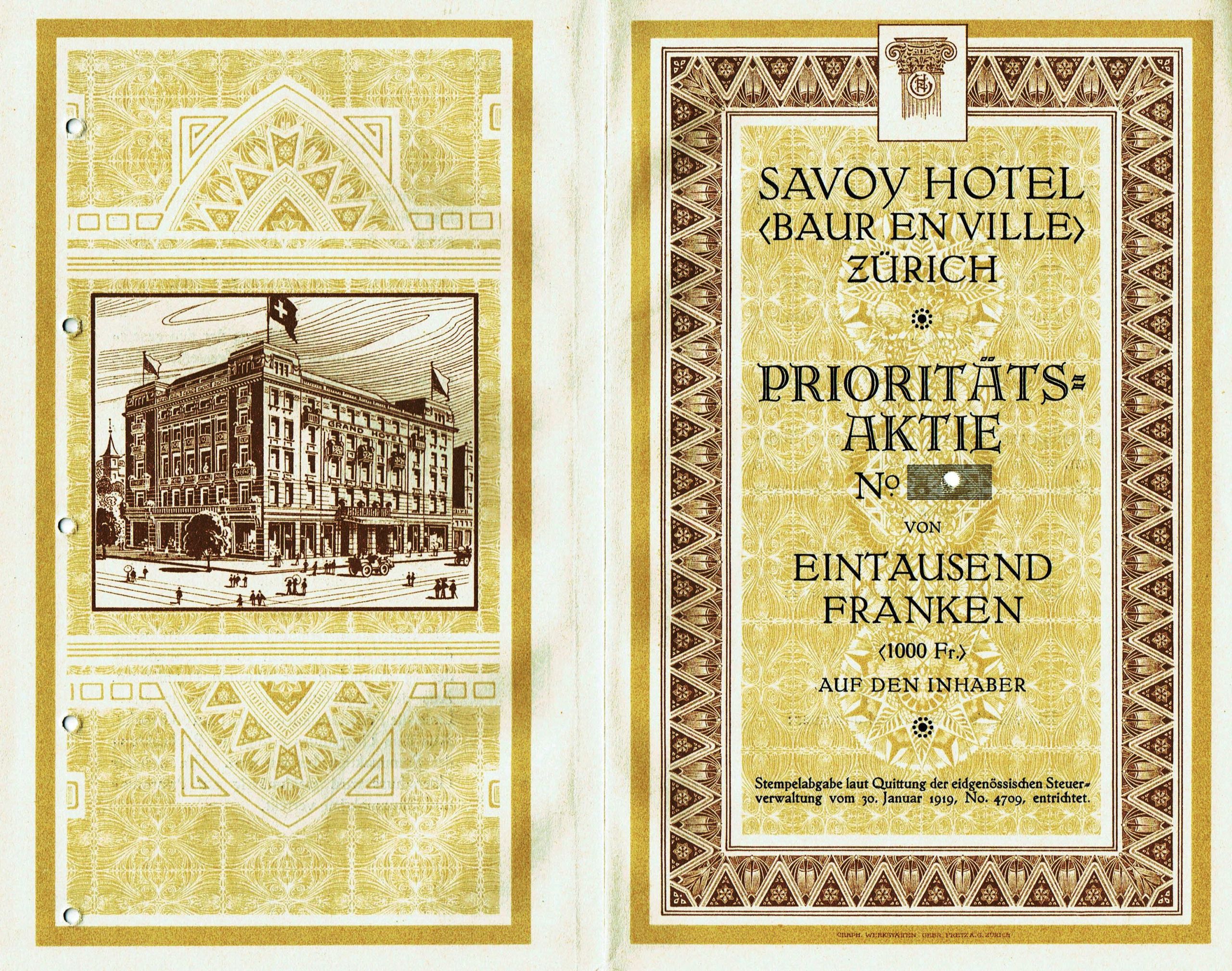 Savoy Hotel Baur en Ville 1919