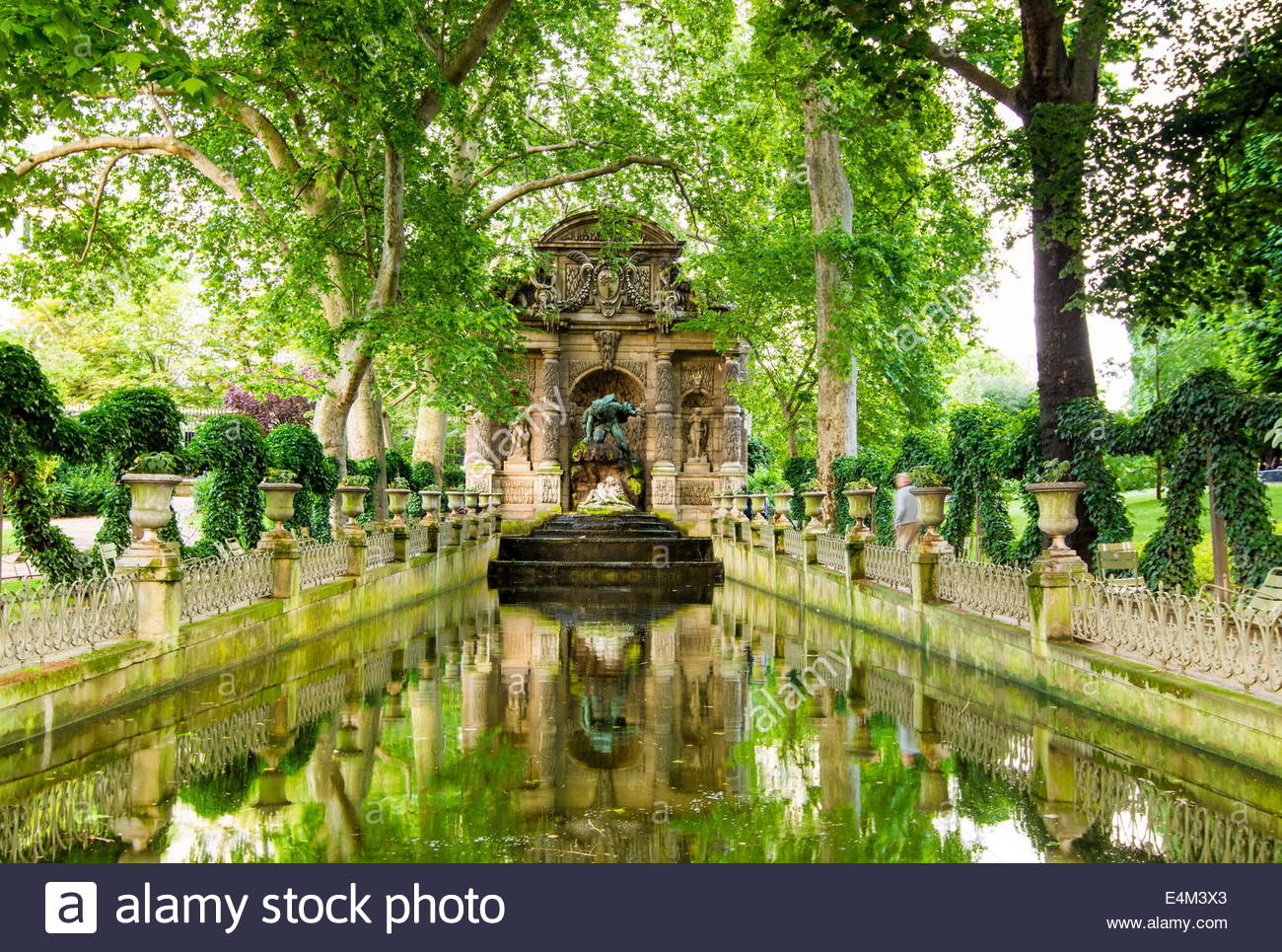 the medici fountain is a monumental fountain in the jardin du luxembourg E4M3X3