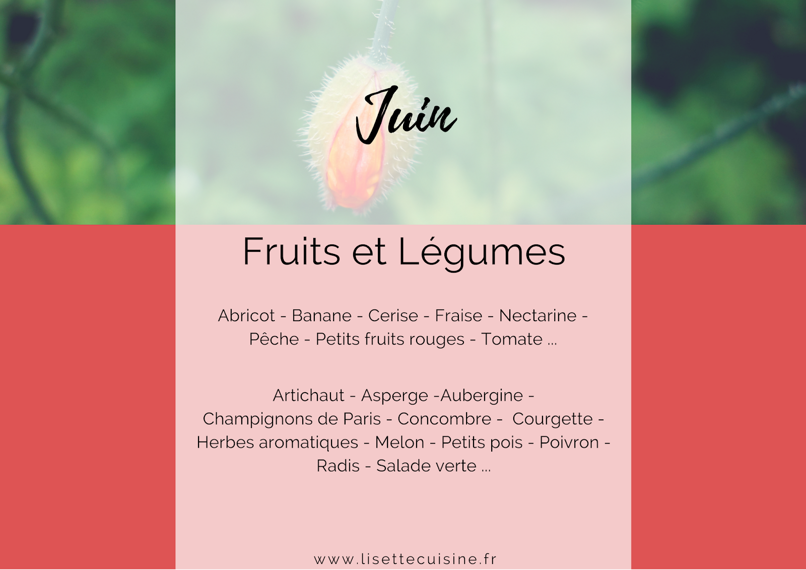 Fruit et légumes de saison JUIN