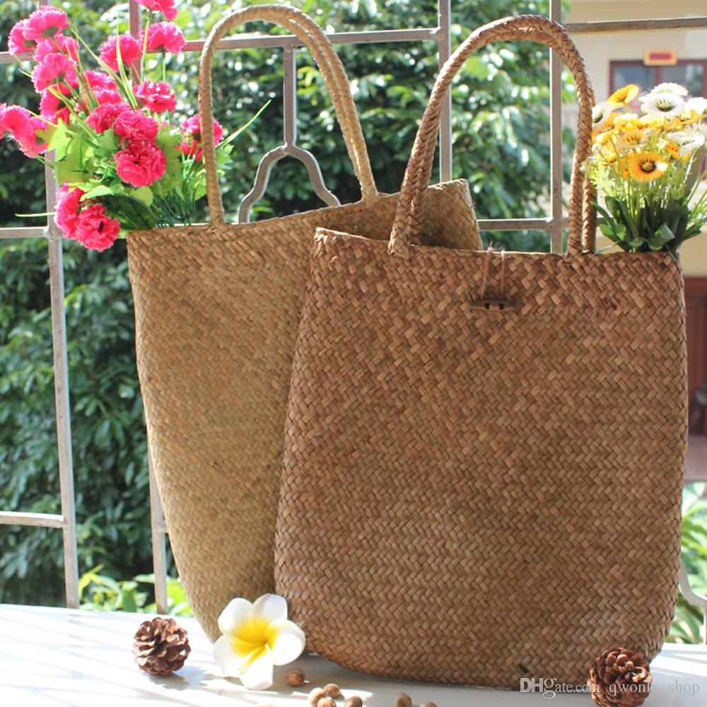 Modele Jardin Unique Acheter Femmes Paille  Tricoter Sacs Dété Plage Sacs  Main En Osier Rotin Sac  Bandouli¨re Designer De Mode Grands Sacs  Provisions 3 Couleurs De