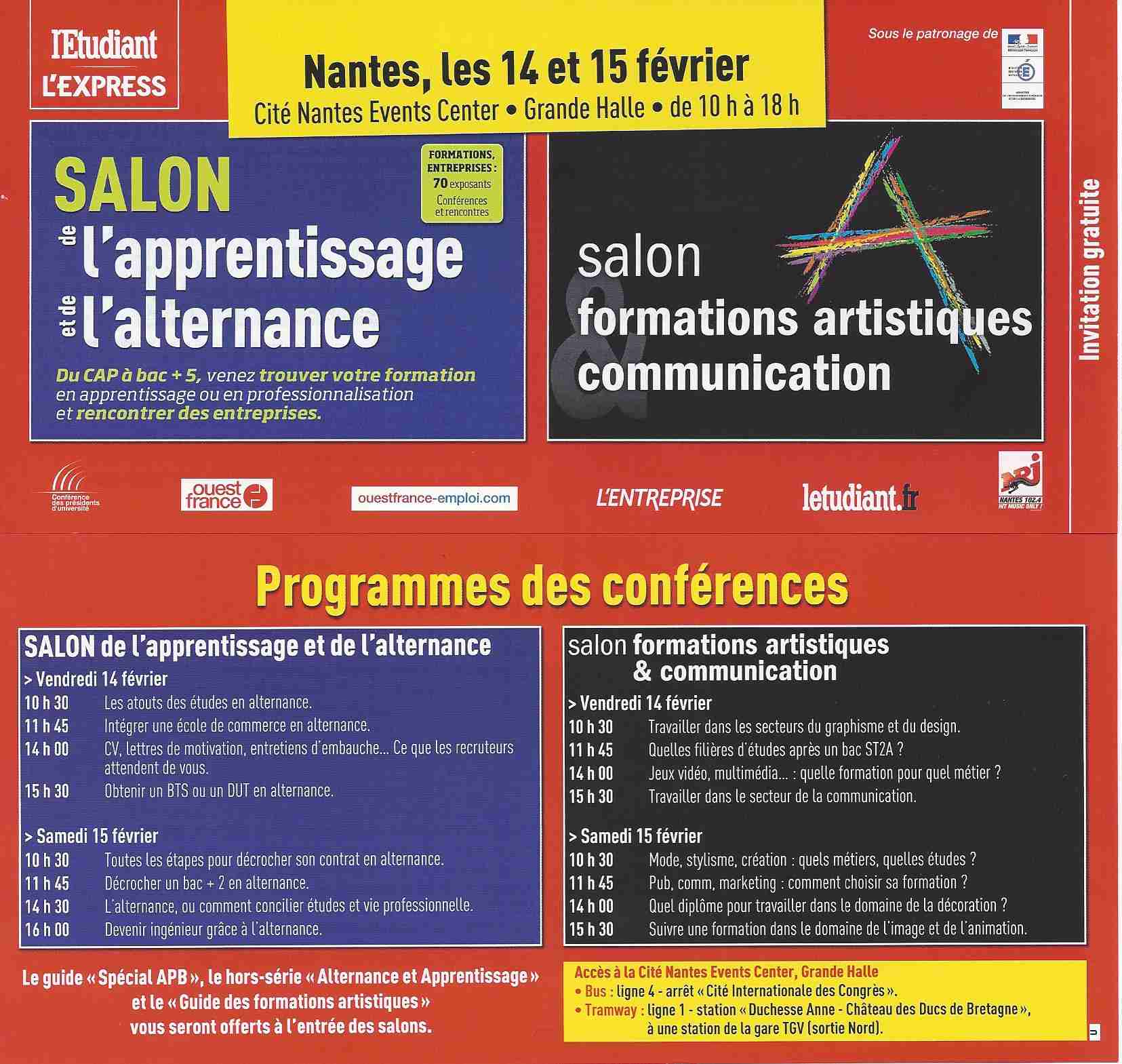 bon salon de l alternance mission locale du pays d ancenis et etudiant nantes 14 15 2 apprentissage formations artistiques f vrier 2014