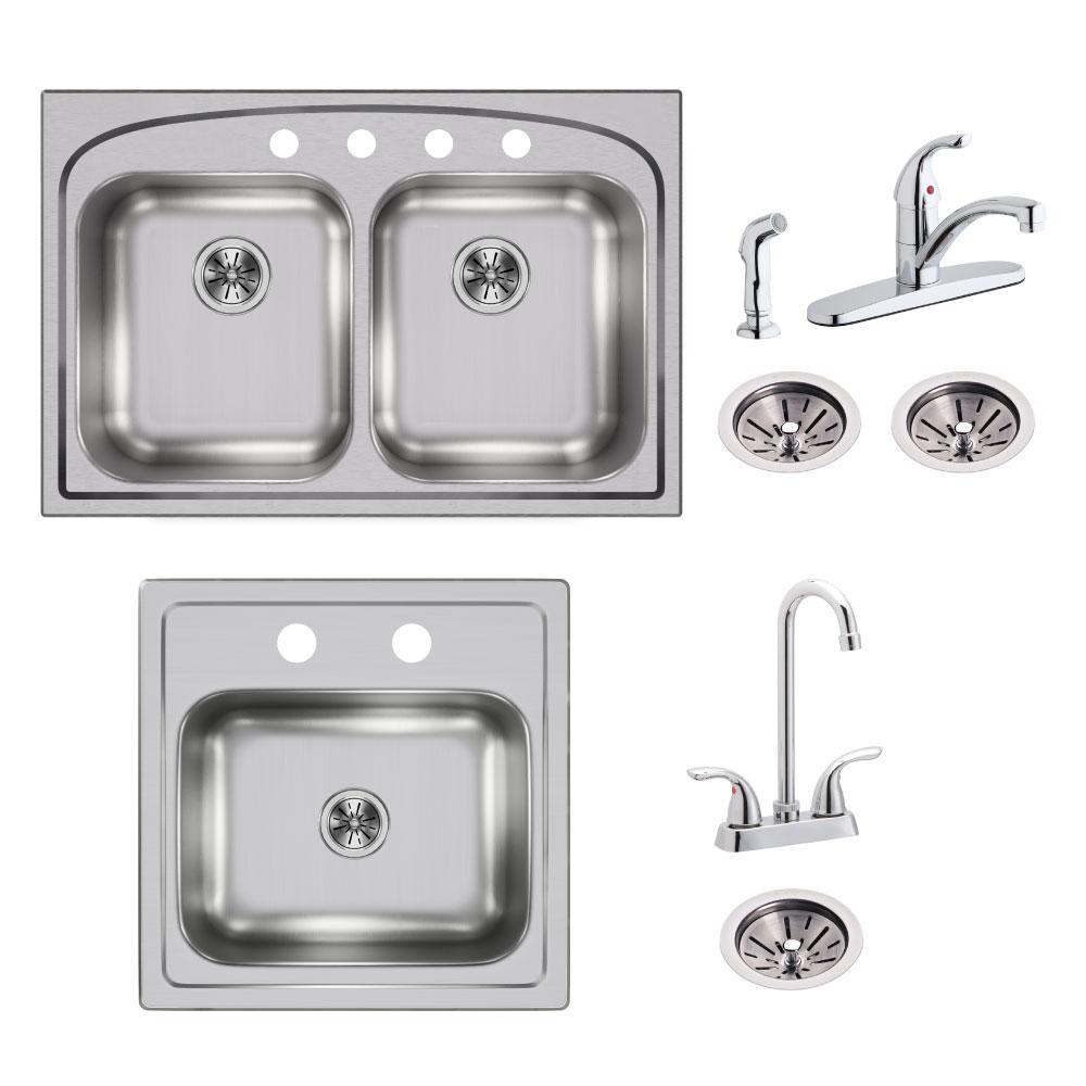 Pergola Alu Brico Depot Beau Elkay Pergola All In One Drop In Stainless Steel 33 In 4 Hole Double Bowl Kitchen Sink with Bar Sink Faucets and Drains