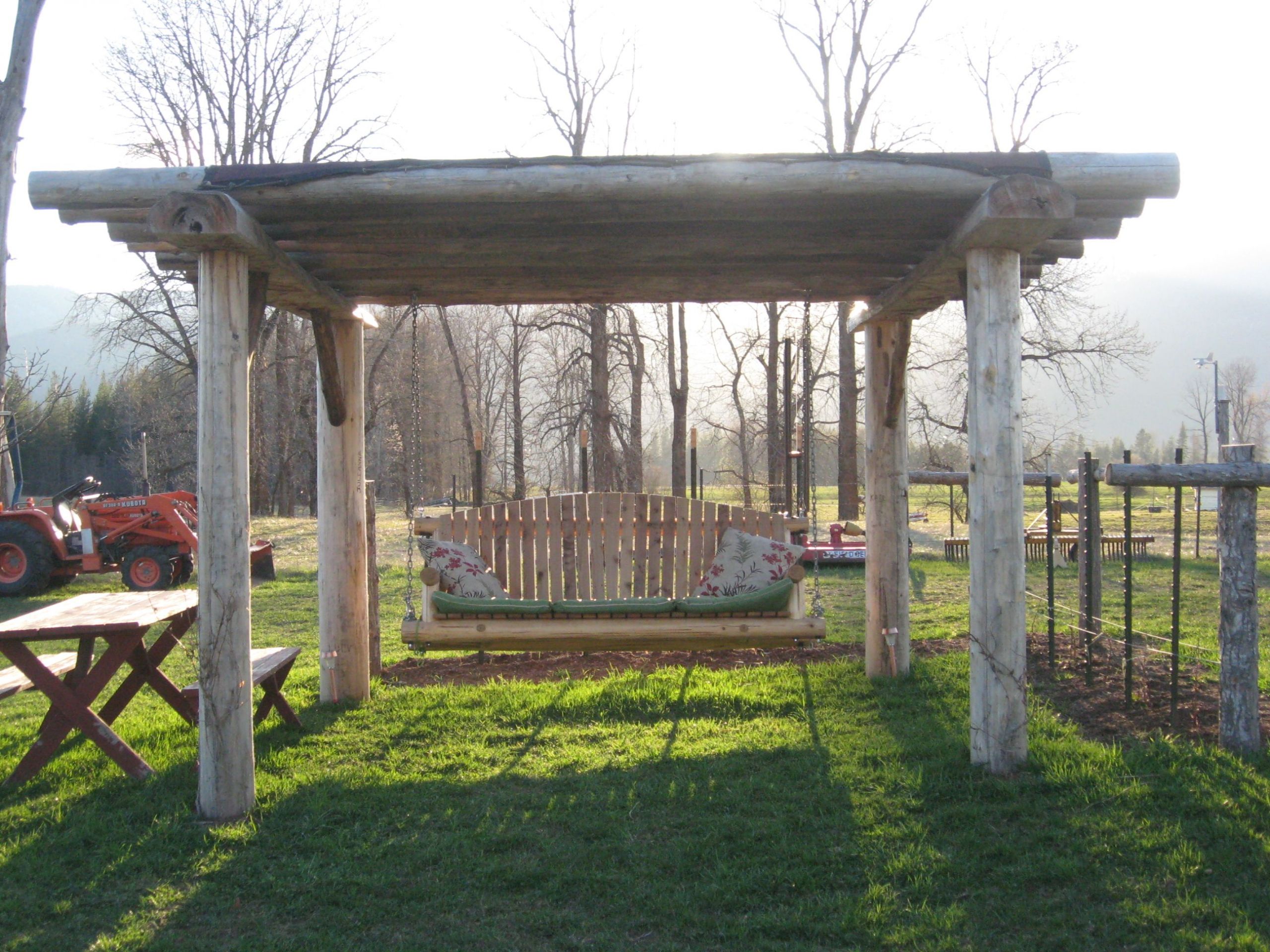 Pergola Bois Brico Depot Charmant Cedar Log Pergola & Swing