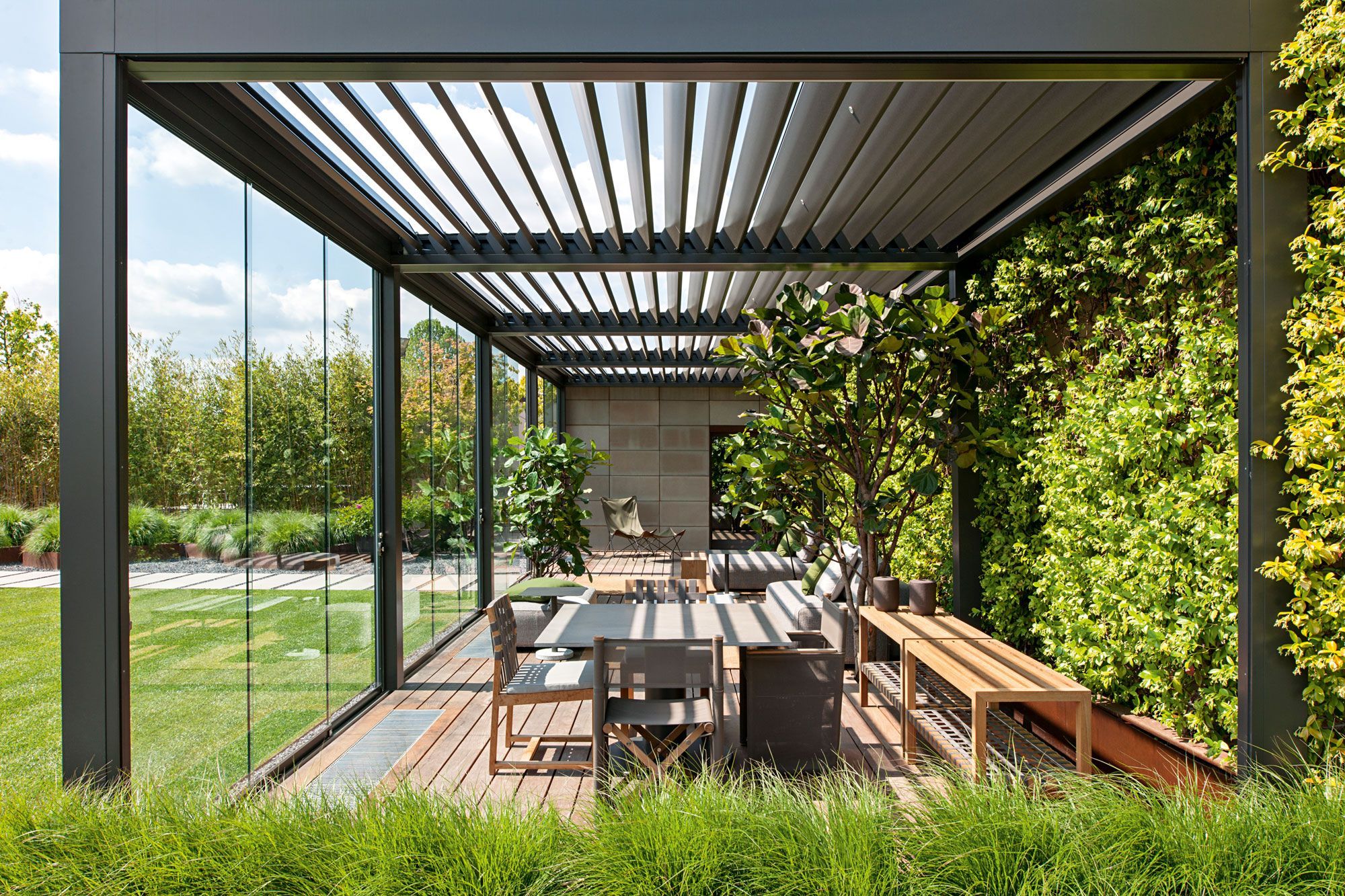 Pergola Bois Génial Frameless Sliding Glass Wall