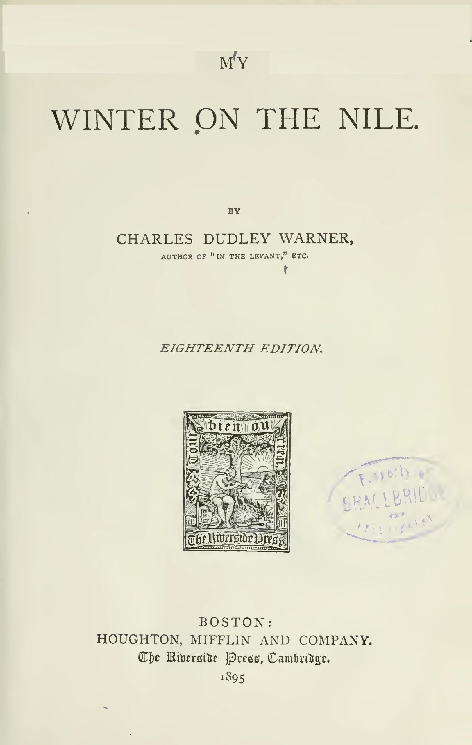 Plan Fauteuil Adirondack Frais My Winter On the Nile by Charles Dudley Warner