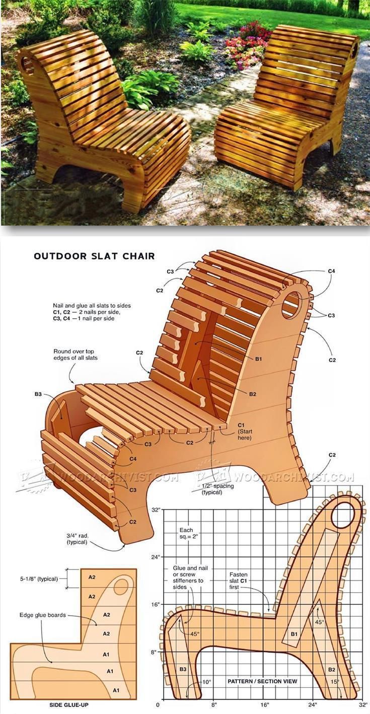 Plan Fauteuil Adirondack Luxe Outdoor Slat Chair Plans Outdoor Furniture Plans