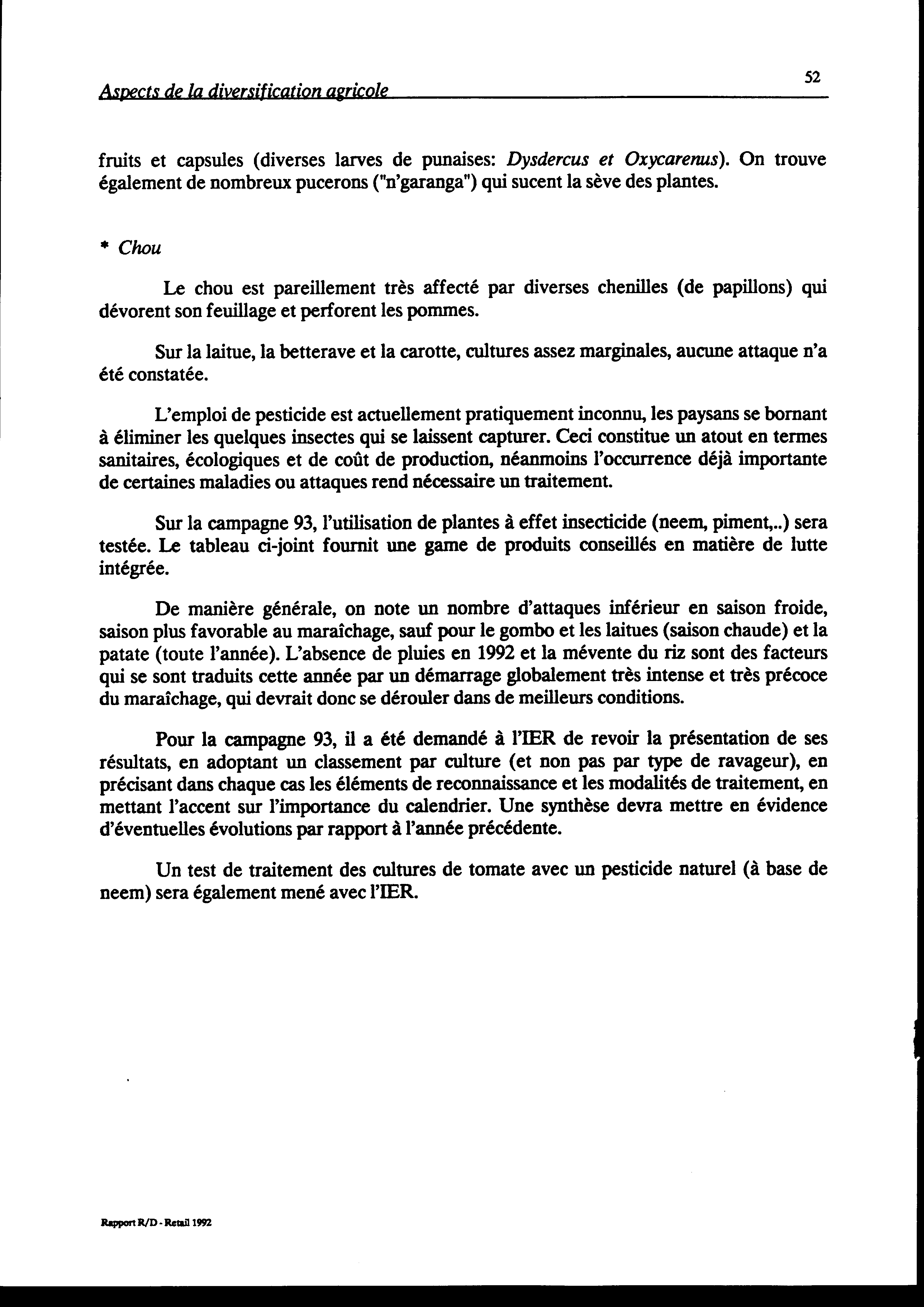 Punaises De Jardin Unique Projet Retail Mali Volet Recher Che Developpement Rapport