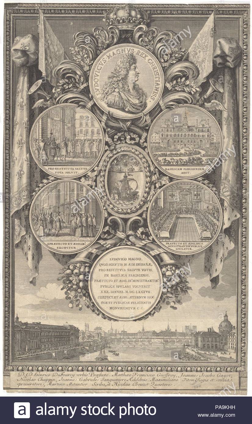 the reception of louis xiv at the htel de ville on the occasion of his recovery january 30 1687 artist sbastien leclerc i french metz 1637 1714 paris dimensions sheet 14 916 x 9 116 in 37 x 23 cm date 1687 museum metropolitan museum of art new york usa PA9KHH