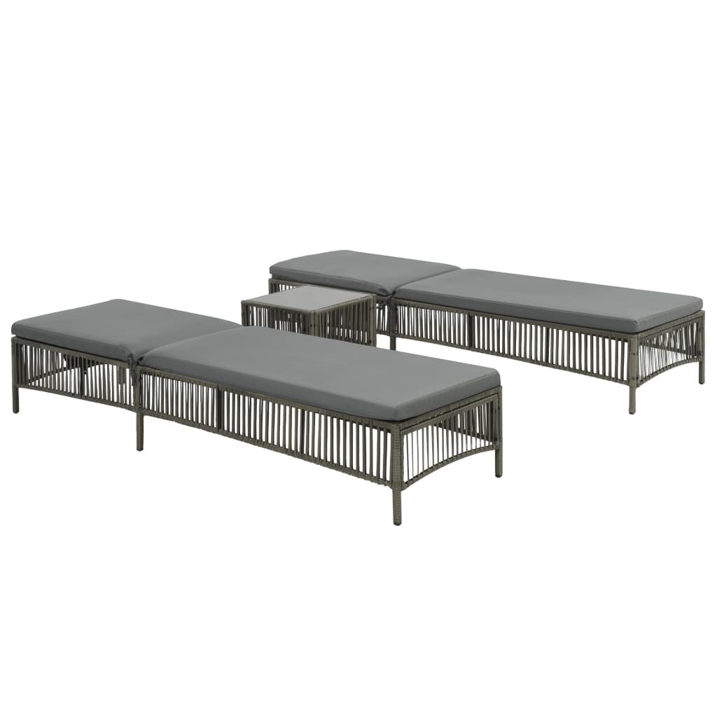 Salon De Jardin Resine Tressee Beau Chaises Longues 2 Pcs Avec Table Résine Tressée Gris