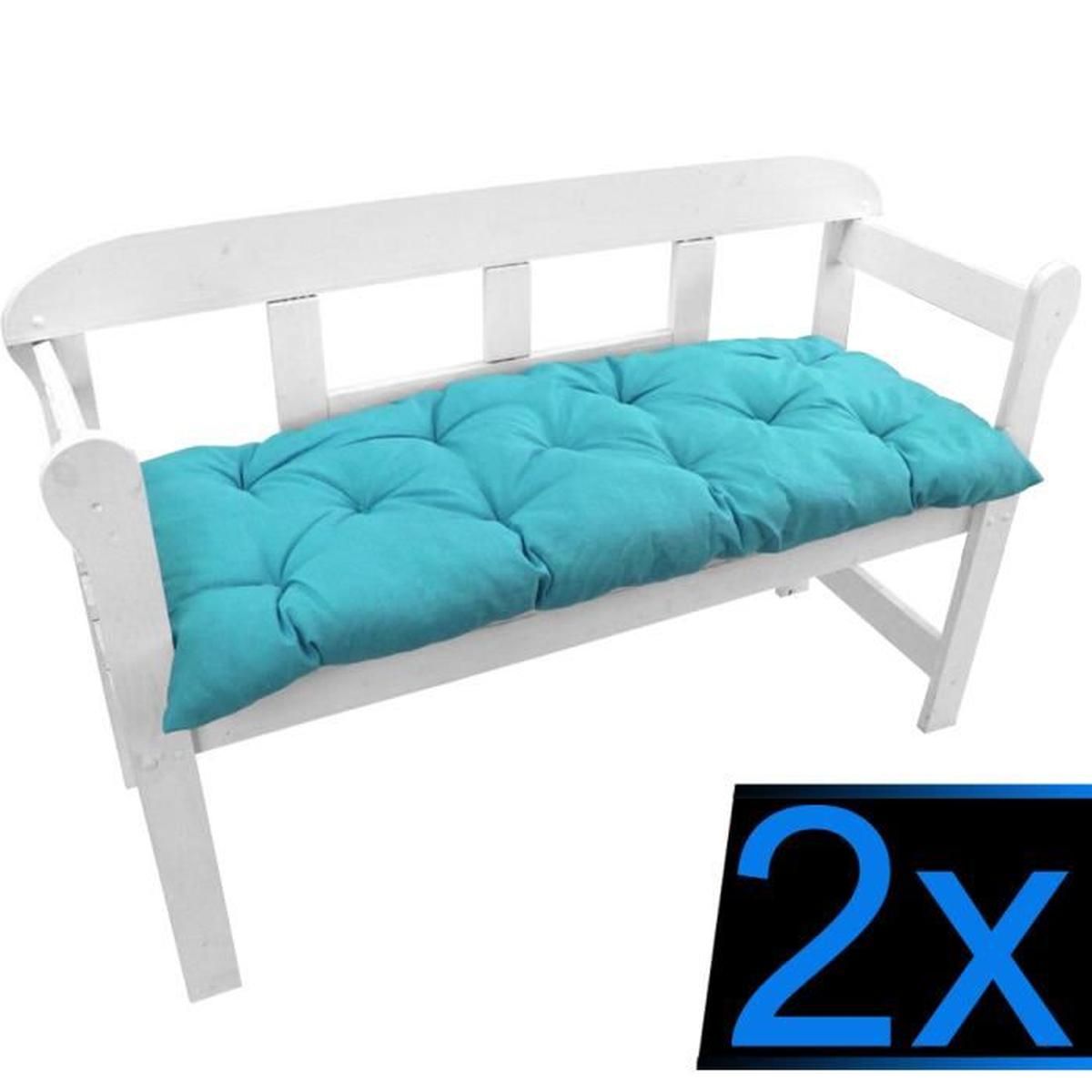 2x coussins pour banc 110 x 50 x 8 cm aqua couss