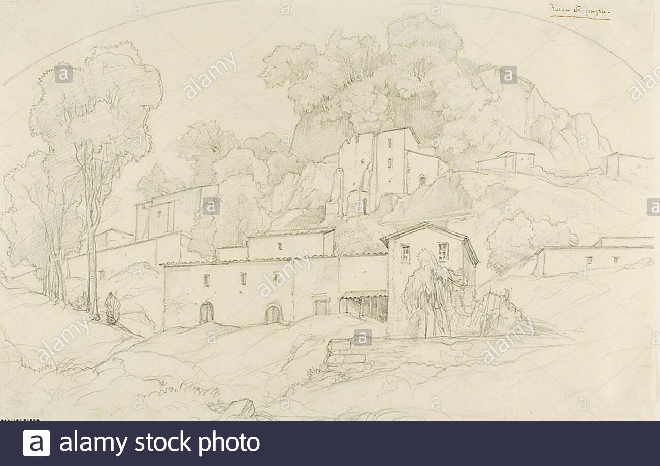 franois edouard bertin rocca di papa france graphite on cream wove paper 2AHPBN1