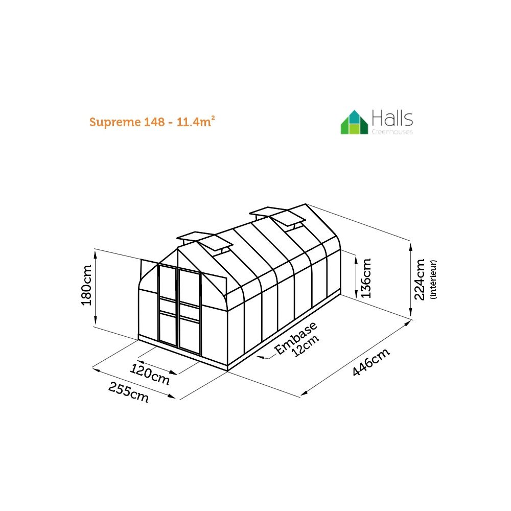 serre de jardin supreme verre trempe 113m2 halls 12