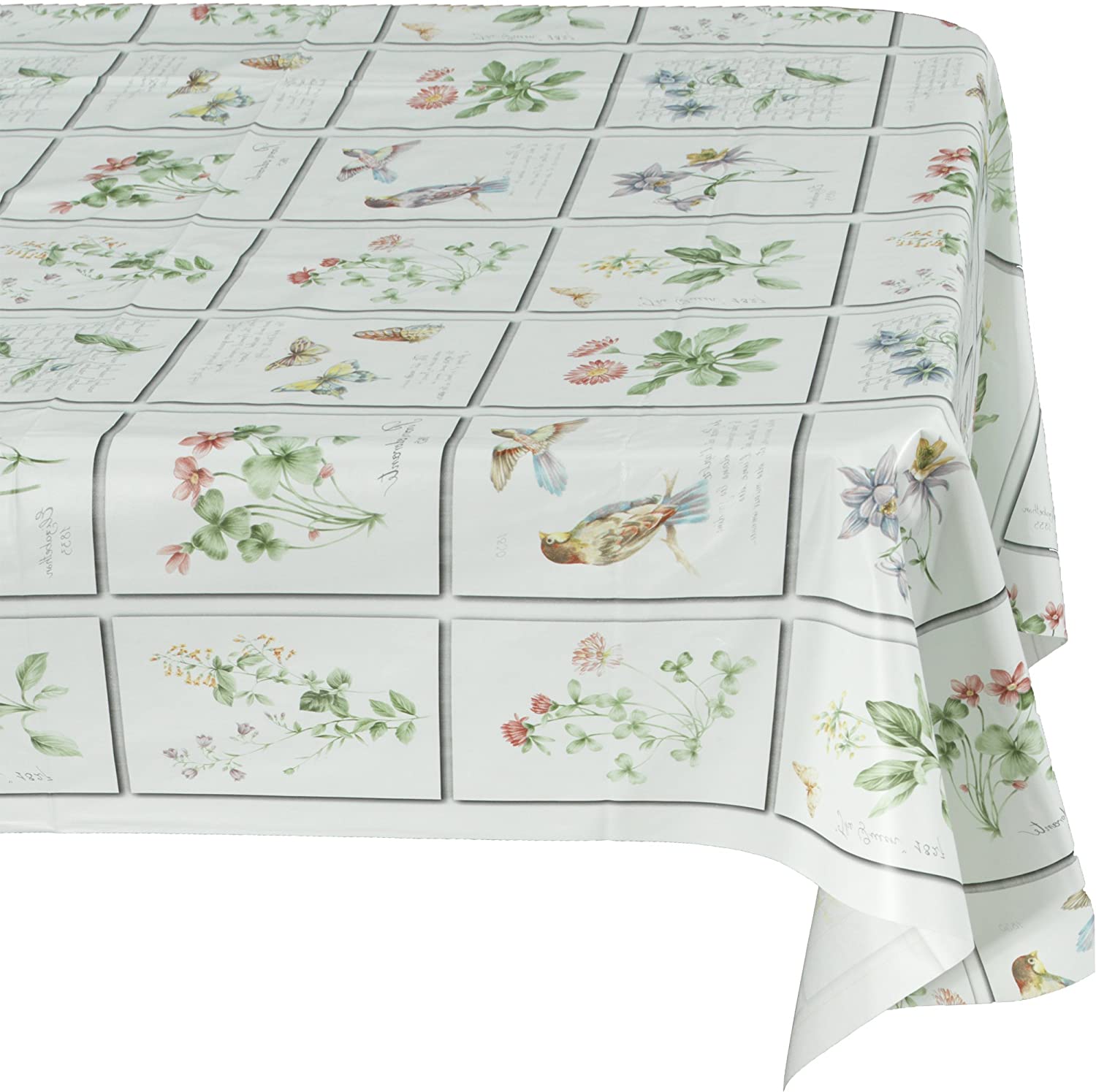 Super U Table De Jardin Élégant Ottomanson Vinyl Tablecloth butterfly Meadow Design Indoor & Outdoor Non Woven Backing Tablecloth 55" X 70" Multicolor