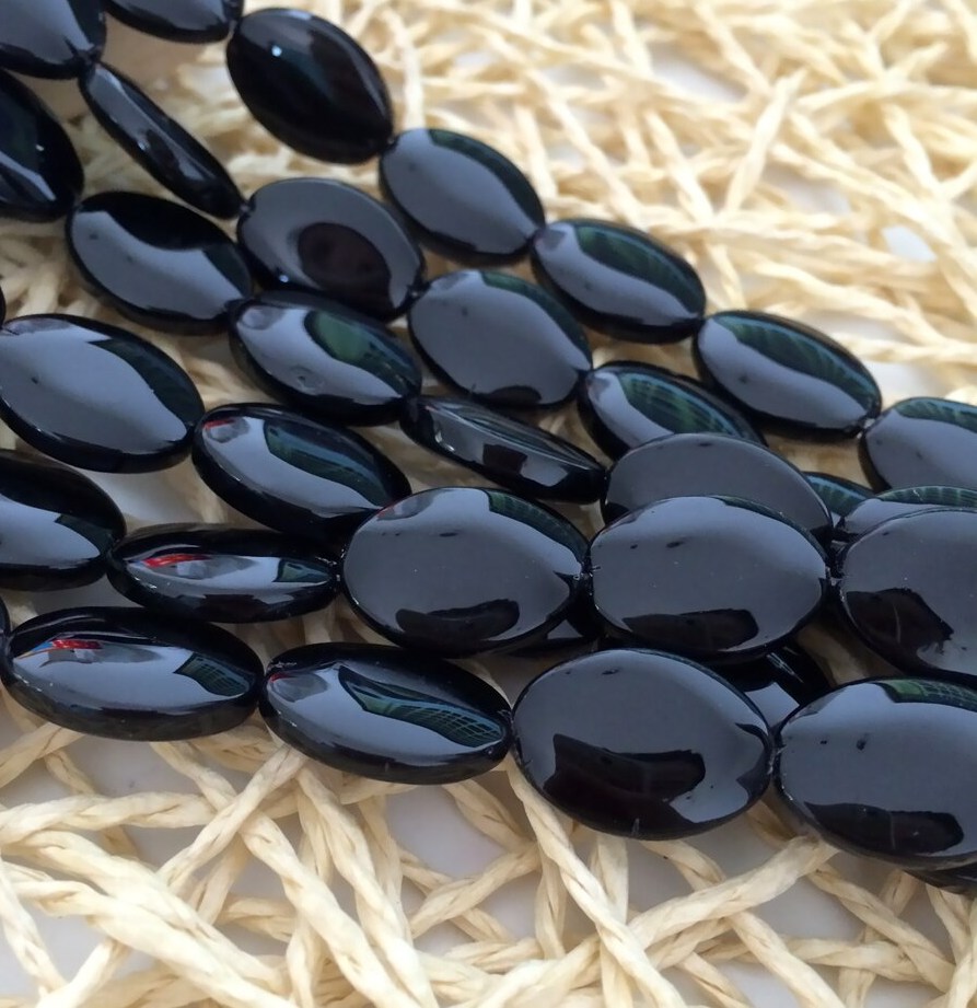 3 style noir ovale à facettes baril agate pierre jasper onyx vente chaude en gros prix