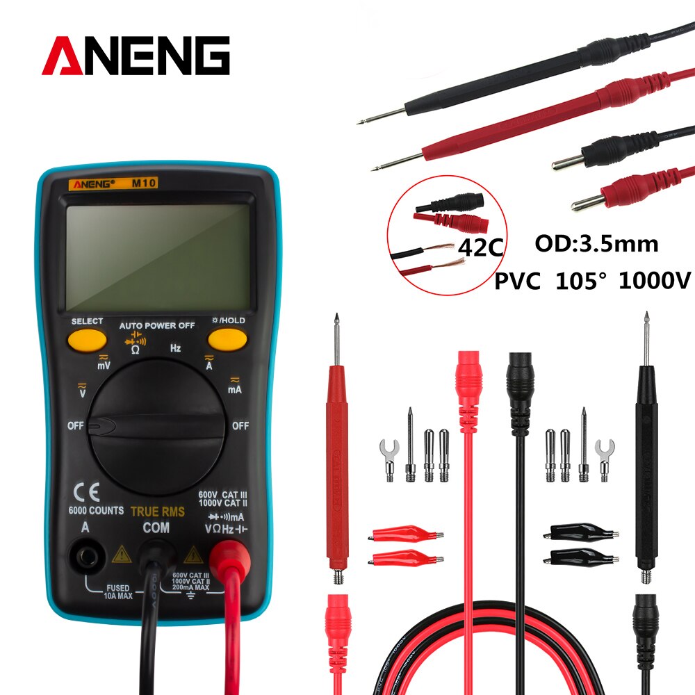 ANENG M10 LCD Digital Multimeter Professional ESR Resistance Transistor Meter AC DC 6000 Count True RMS