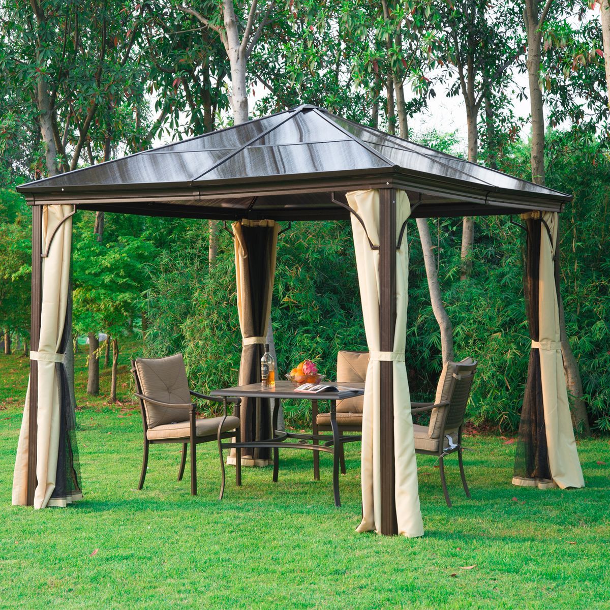 Tente De Jardin Luxe Pavillon De Jardin 3l X 3l X 2 6h M Chocolat Beige Taille