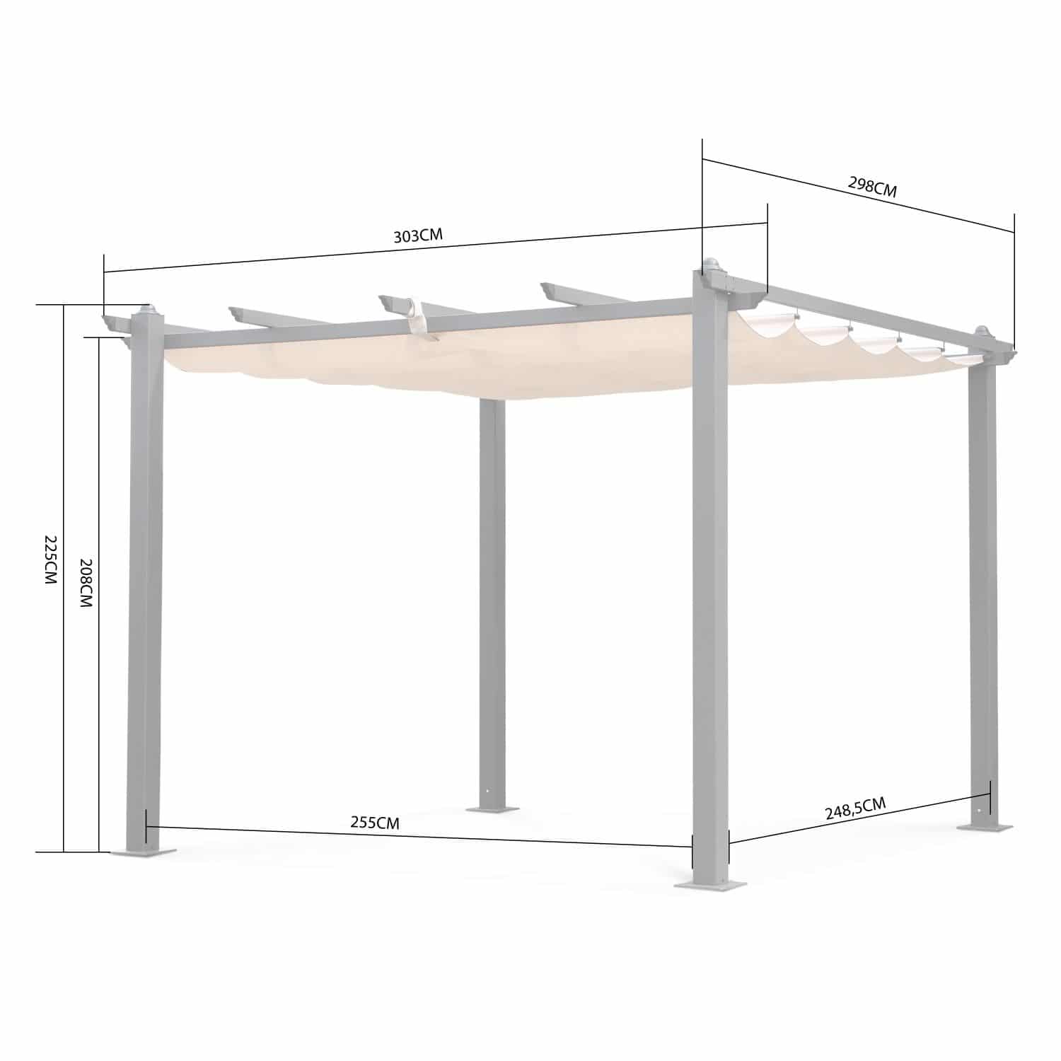 tente de jardin pergola aluminium 3x3m condate ecru toile retractable toile coulissante tonnelle abri de terrasse 4d ce1714