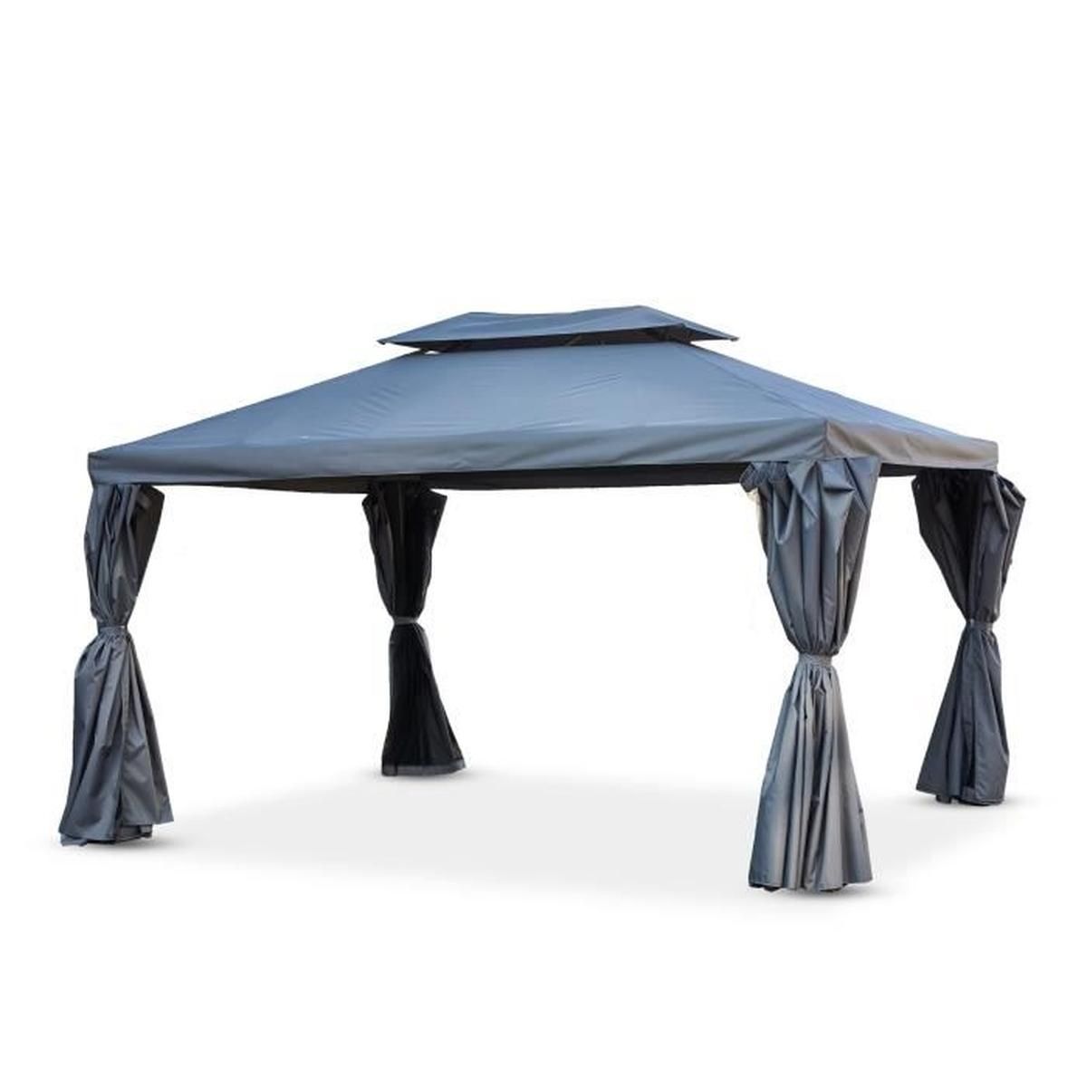 Tonnelle De Jardin Pliante Élégant tonnelle Pergola Aluminium 3x4m Rideaux Coulissants Tente De