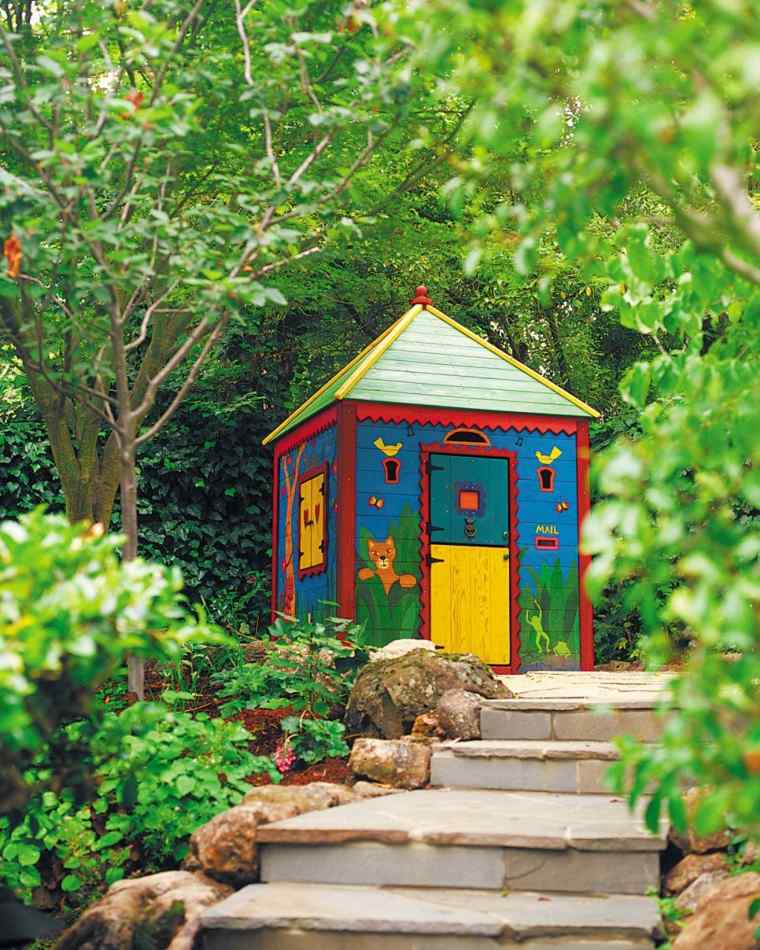 cabane de jardin enfant fabrication bois peinture
