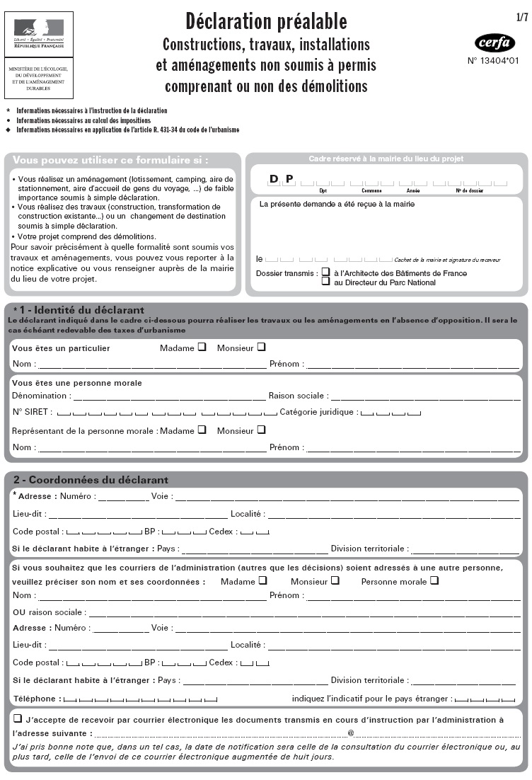 permis de construire garage cerfa 11