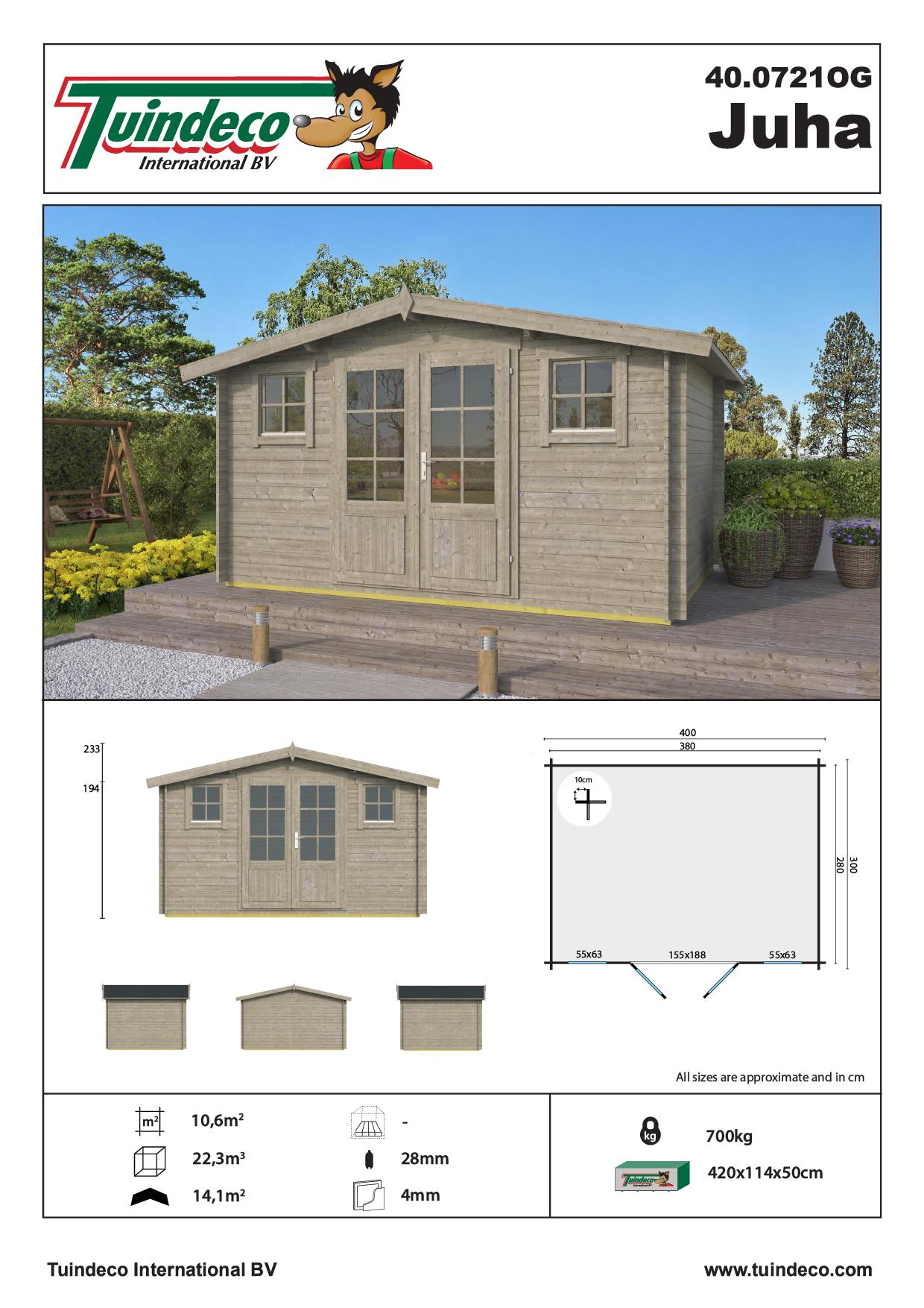 Abri De Jardin Permis De Construire Frais Chalet Juha 12 00m² 28mm De Tuindeco