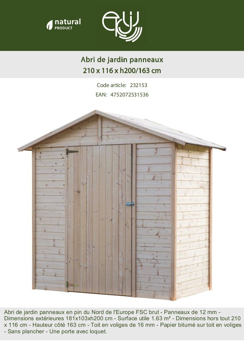 Amenagement Abris De Jardin Luxe Abri De Jardin En Sapin Fsc 2 43m² 181x103xh200 Cm Achat