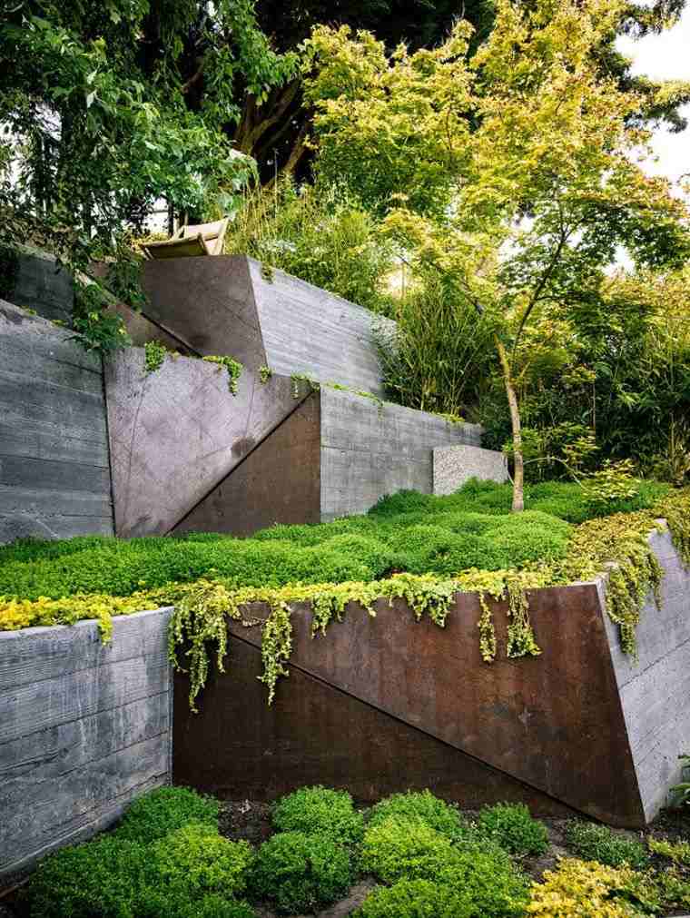 amenagement terrain en pente idee deco jardin moderne