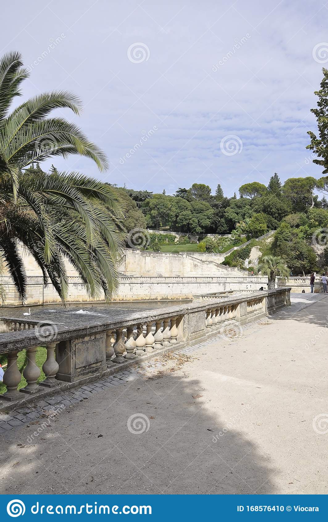 landscape source water canal jardin de la fontaine garden nimes south france th september landscape